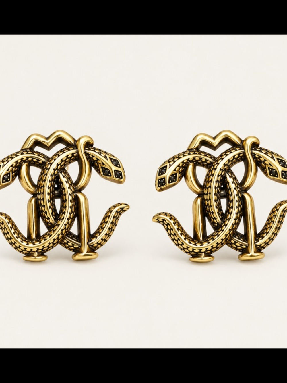 Roberto Cavalli Gold Snake Logo Earrings